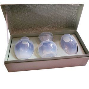 Vintage hand blown bud vases circa 1960's unmarked milky finish Made in‎ Asia